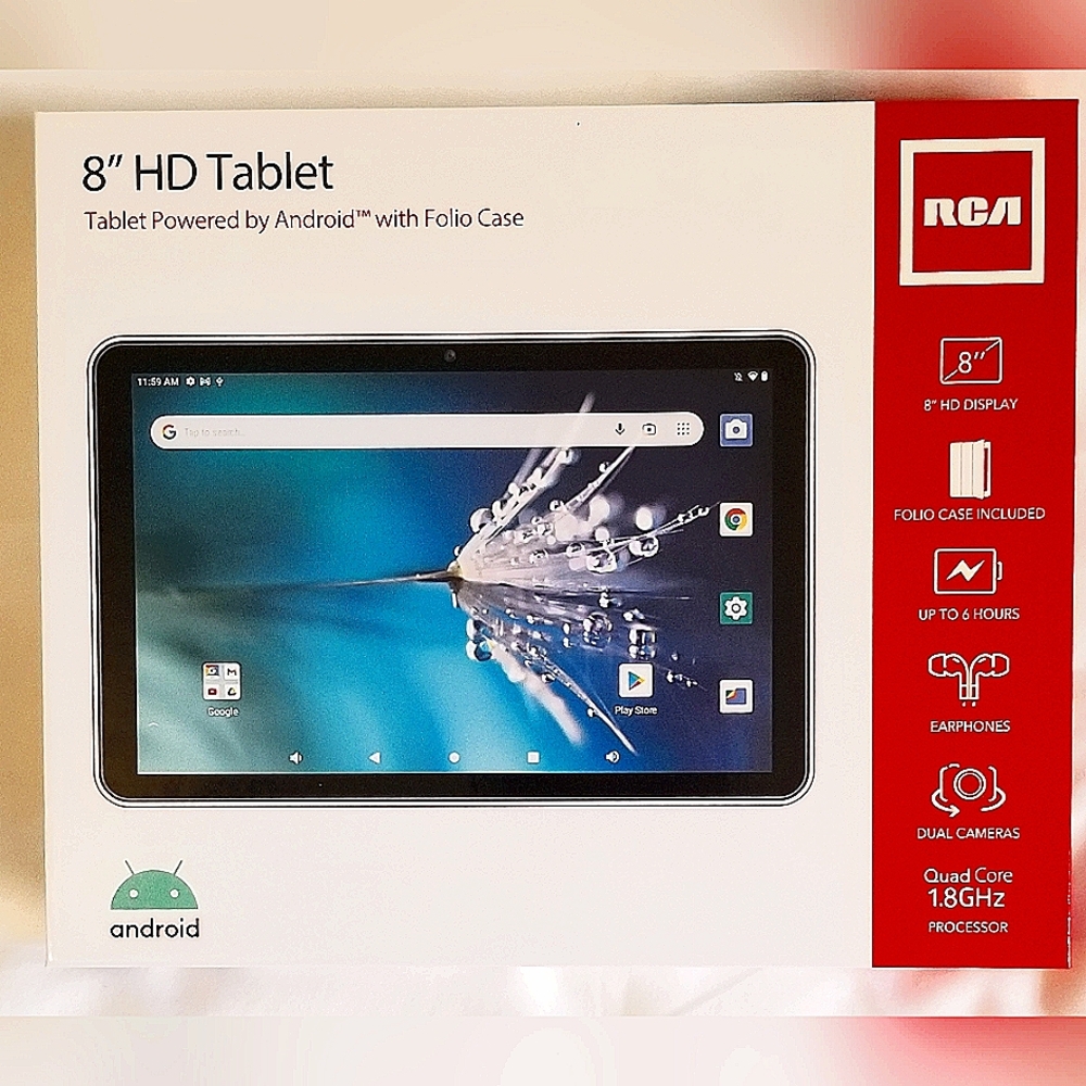 RCA 8" HD TABLET -ANDROID - W/FOLIO CASE & EARPHONES- BRAND NEW!